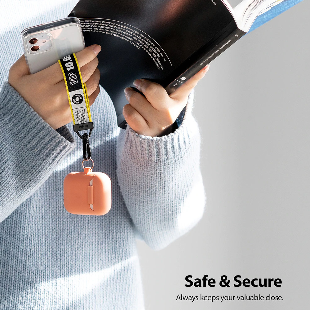 Picture of Ringke Key Ring Strap with Oval Hook Clip  for phone case keychain camera game console USB flash drives (Lettering Ticket Band Black)