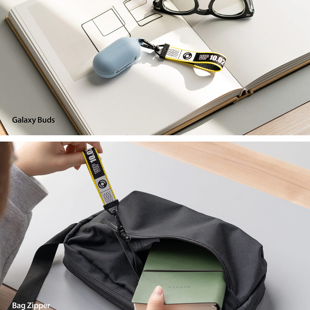 Picture of Ringke Key Ring Strap with Oval Hook Clip  for phone case keychain camera game console USB flash drives (Lettering Ticket Band Black)