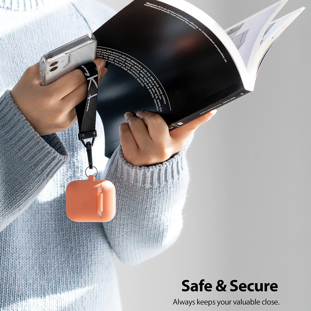 Picture of Ringke Key Ring Strap with Oval Hook Clip for phone case keychain camera game console USB flash drives (Lettering Black)