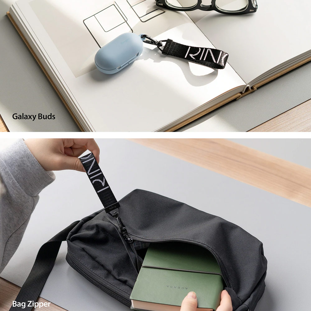 Picture of Ringke Key Ring Strap with Oval Hook Clip for phone case keychain camera game console USB flash drives (Lettering Black)