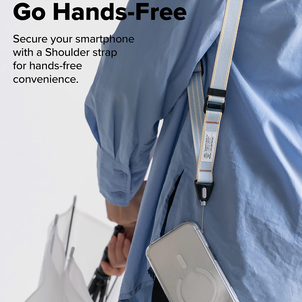 Picture of Ringke High density polyester Lanyard strap Shoulder Strap for Perfect for daily use traveling hiking smartphone Portable Handheld Fan Strap (Stripe Blue)