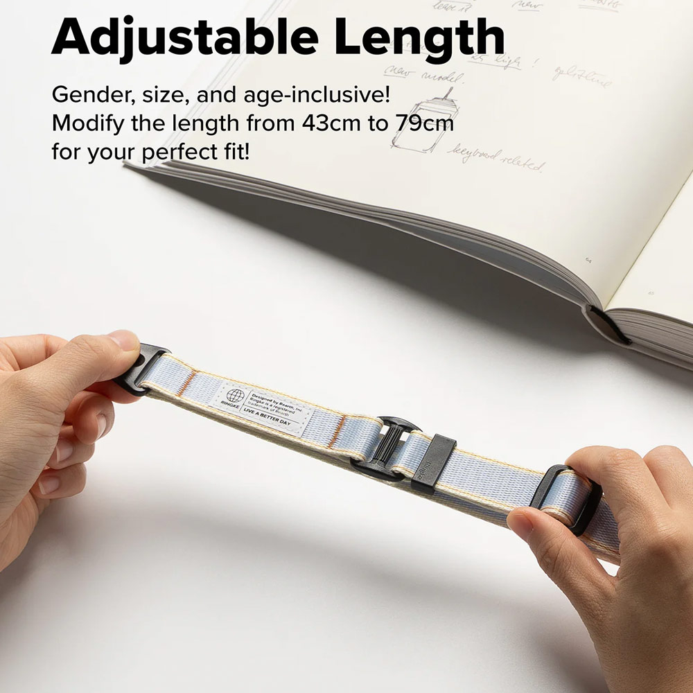 Picture of Ringke High density polyester Lanyard strap Shoulder Strap for Perfect for daily use traveling hiking smartphone Portable Handheld Fan Strap (Stripe Blue)