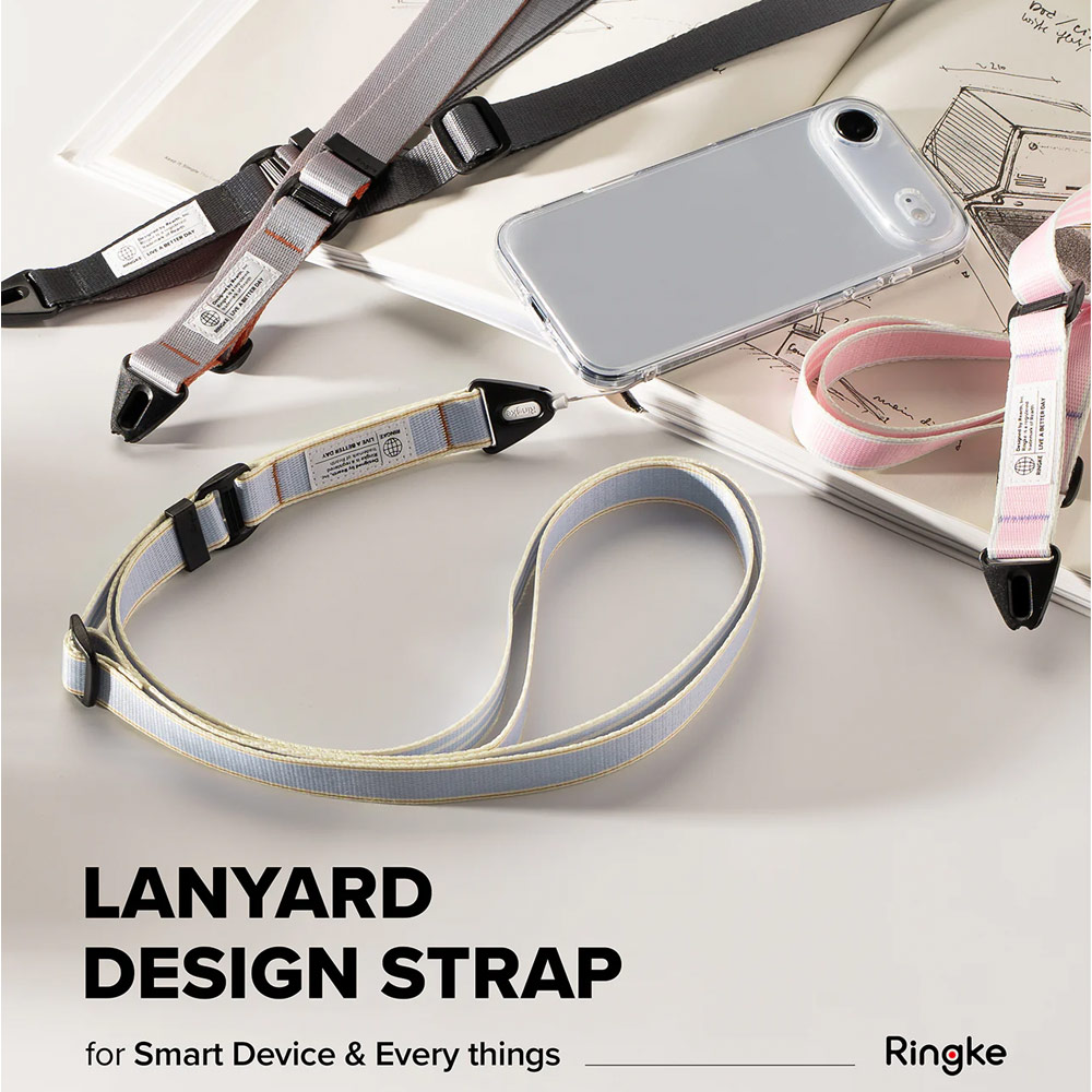 Picture of Ringke High density polyester Lanyard strap Shoulder Strap for Perfect for daily use traveling hiking smartphone Portable Handheld Fan Strap (Stripe Pink)