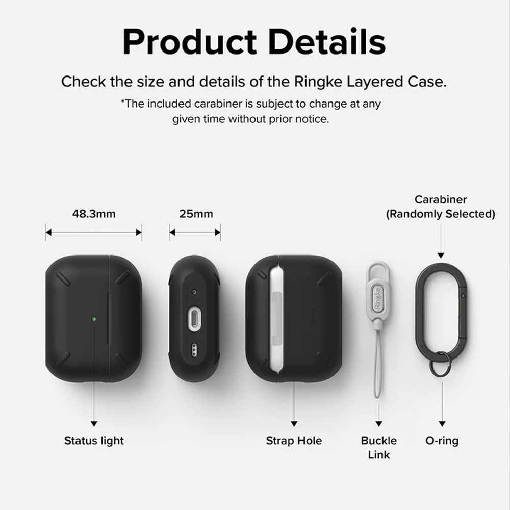 Picture of Apple Airpods Pro 2 Case | Ringke Layered Hard Protective Protection Case with Carabiner for Apple Airpods Pro 2 (White)