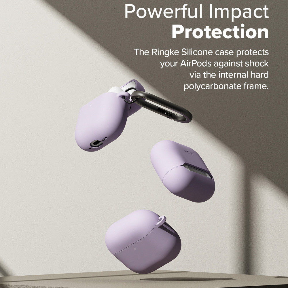 Picture of Apple Airpods 4 Case | Ringke PC and Soft Liquid Silicone Protection Case for Airpods 4 (Light Purple)