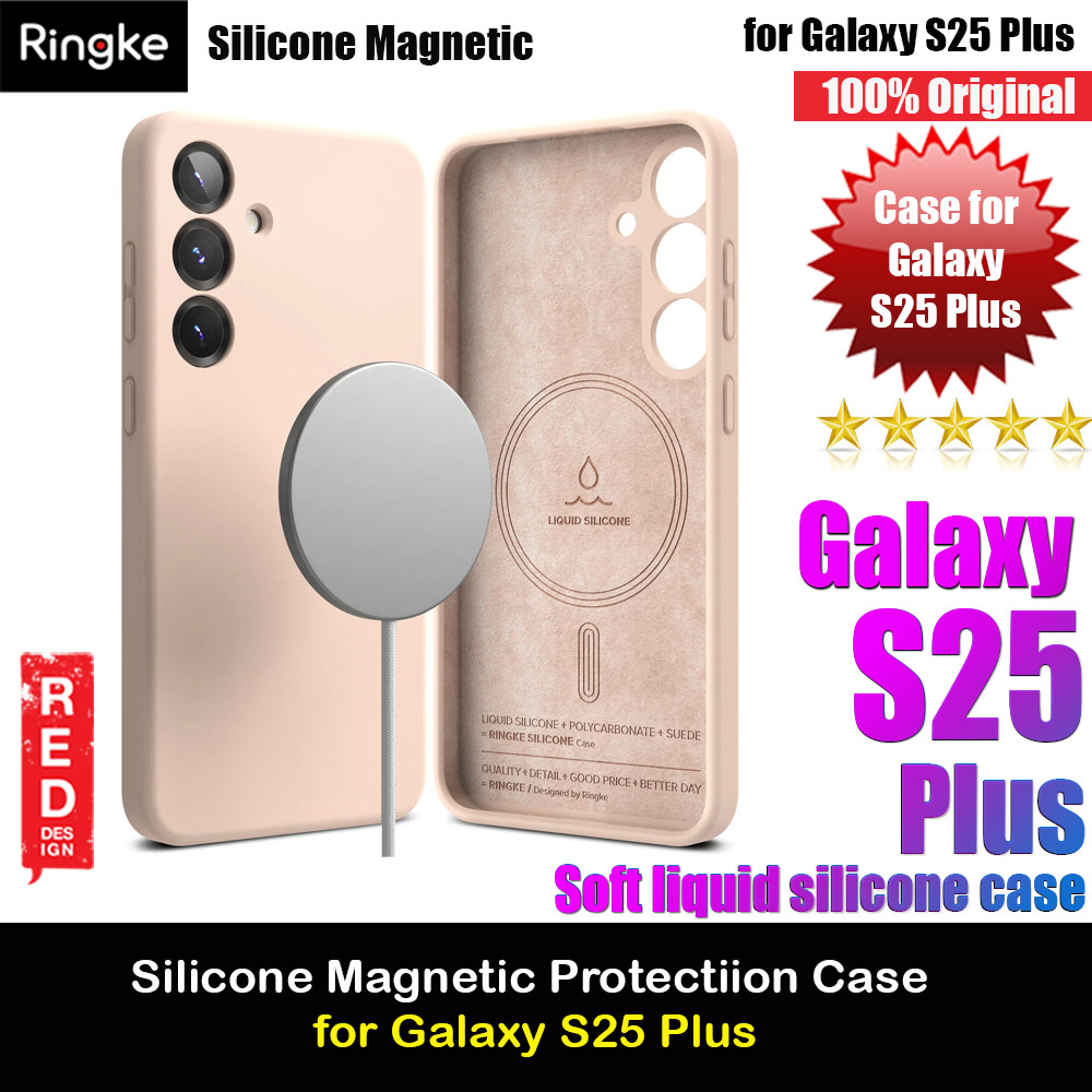 Picture of Ringke Soft Liquid Silicone Case with Magnetic Ring Protection Case for Samsung Galaxy S25 Plus (Pink Sand) Samsung Galaxy S25 Plus- Samsung Galaxy S25 Plus Cases, Samsung Galaxy S25 Plus Covers, iPad Cases and a wide selection of Samsung Galaxy S25 Plus Accessories in Malaysia, Sabah, Sarawak and Singapore 