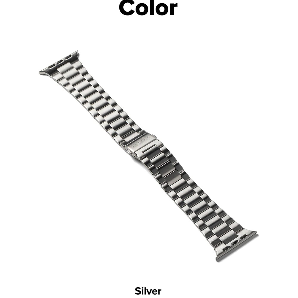 Picture of Apple Watch 10 46mm  | Ringke Stainless Steel Metal One Air Band Strap for Apple Watch Series 4 5 6 8 42mm 44mm 45mm 46mm 49mm Ultra (Silver)