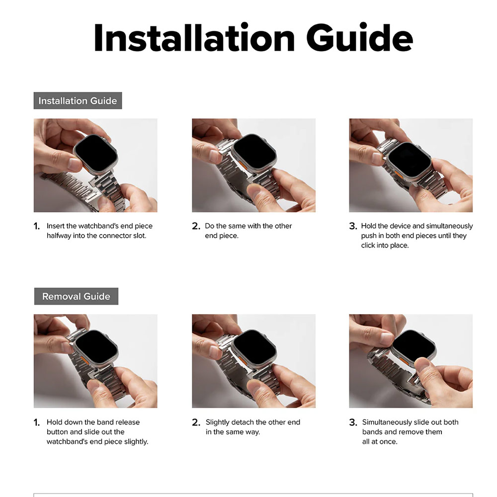 Picture of Apple Watch 10 46mm  | Ringke Stainless Steel Metal One Air Band Strap for Apple Watch Series 4 5 6 8 42mm 44mm 45mm 46mm 49mm Ultra (Silver)