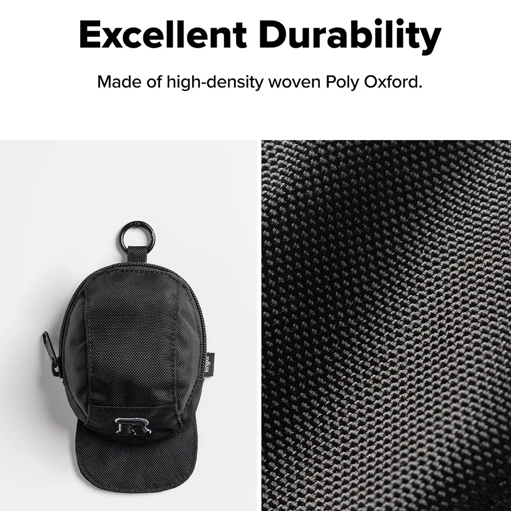 Picture of Ringke Mini Pouch Baseket Ball Cap Design Bag with high quality zipper closure with Carabiner for Small Gadgets (Black)