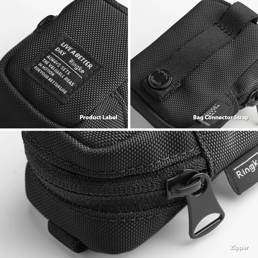 Picture of Ringke Mini Pouch Block Bag Miniature with Zipper Closure with Carabiner for Small Gadgets (Clear Black)