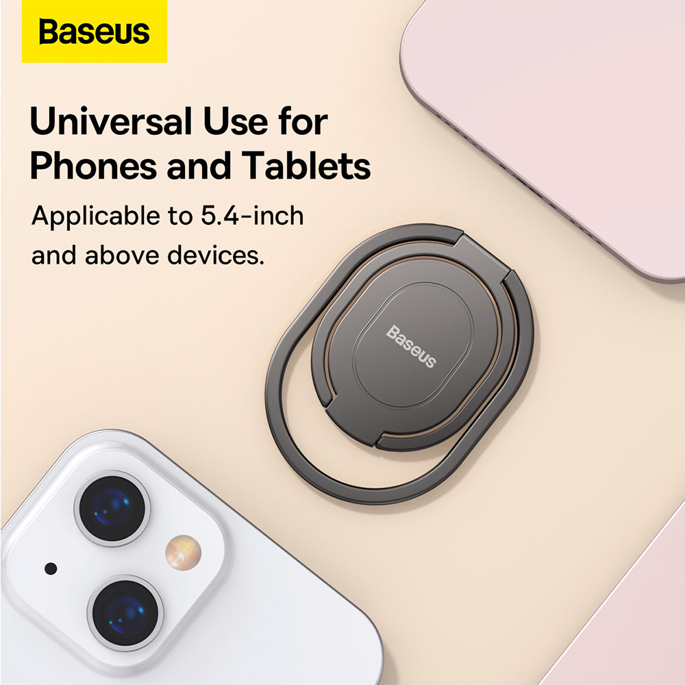 Picture of Baseus Slim and Compact 3M Adhesive Multipurpose Ring Holder Ring Stand Compatible with Magnetic Car Mount for Smartphone Metal (Gray)