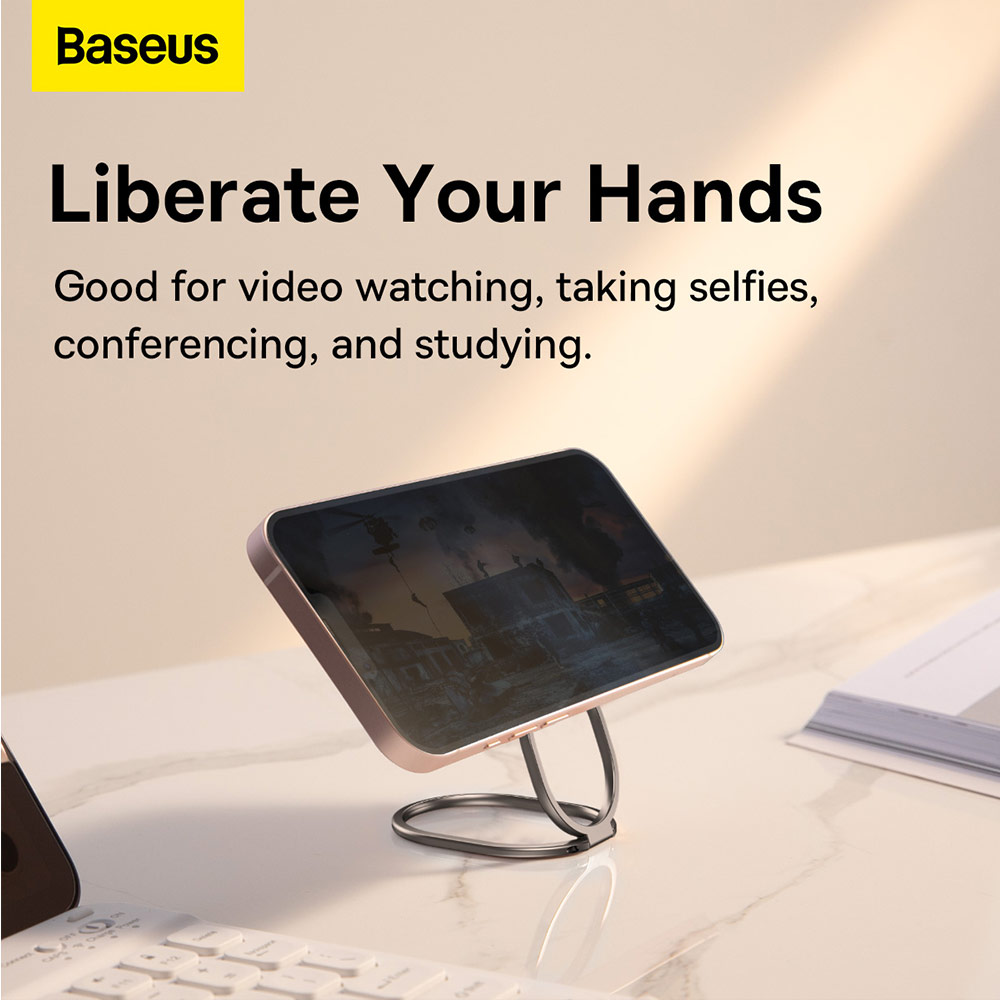 Picture of Baseus Slim and Compact 3M Adhesive Multipurpose Ring Holder Ring Stand Compatible with Magnetic Car Mount for Smartphone Metal (Gray)