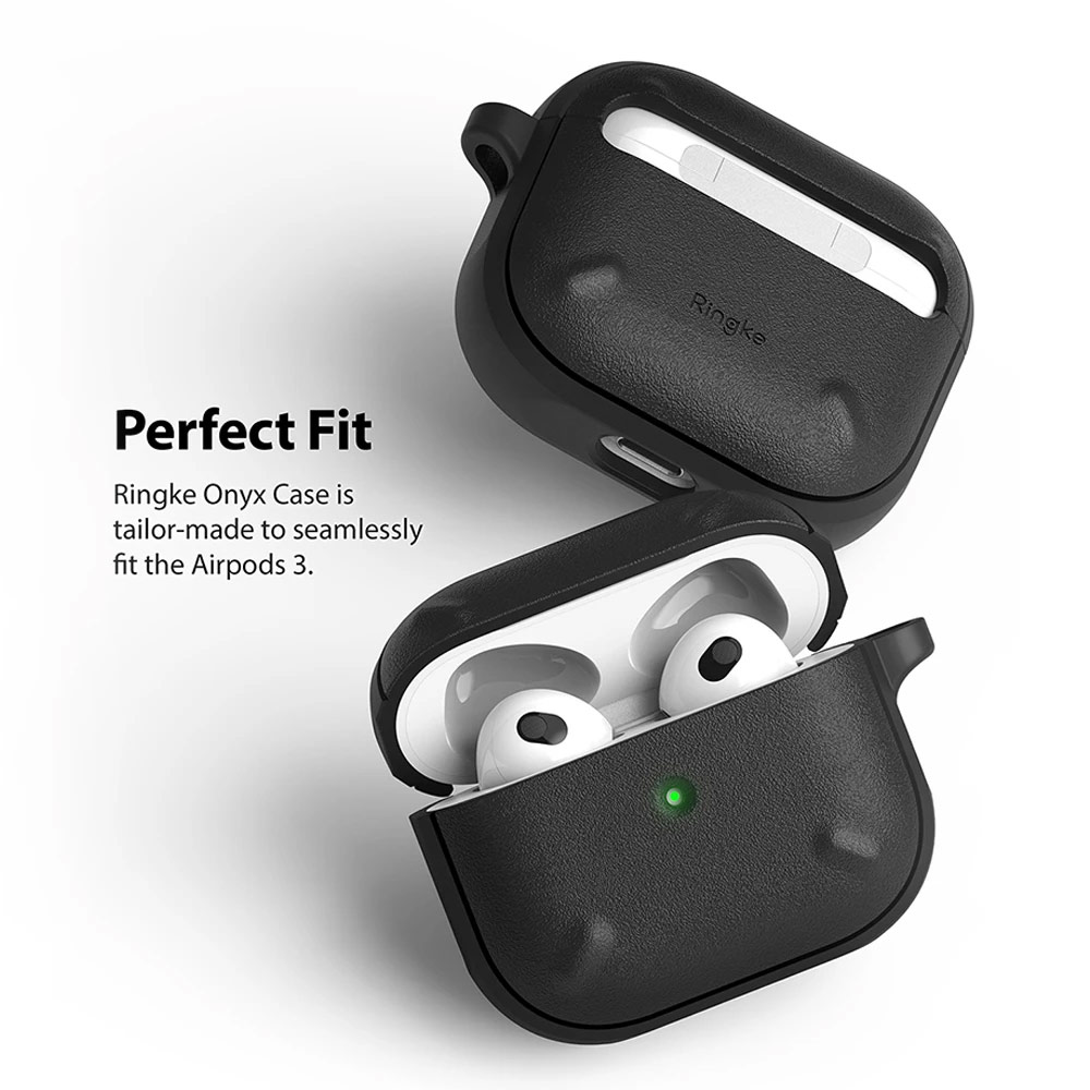 Picture of Apple Airpods 3 Case | Ringke Onyx Durable TPU for Heavy Duty Defense Protection Case for Airpods 3 (Black)