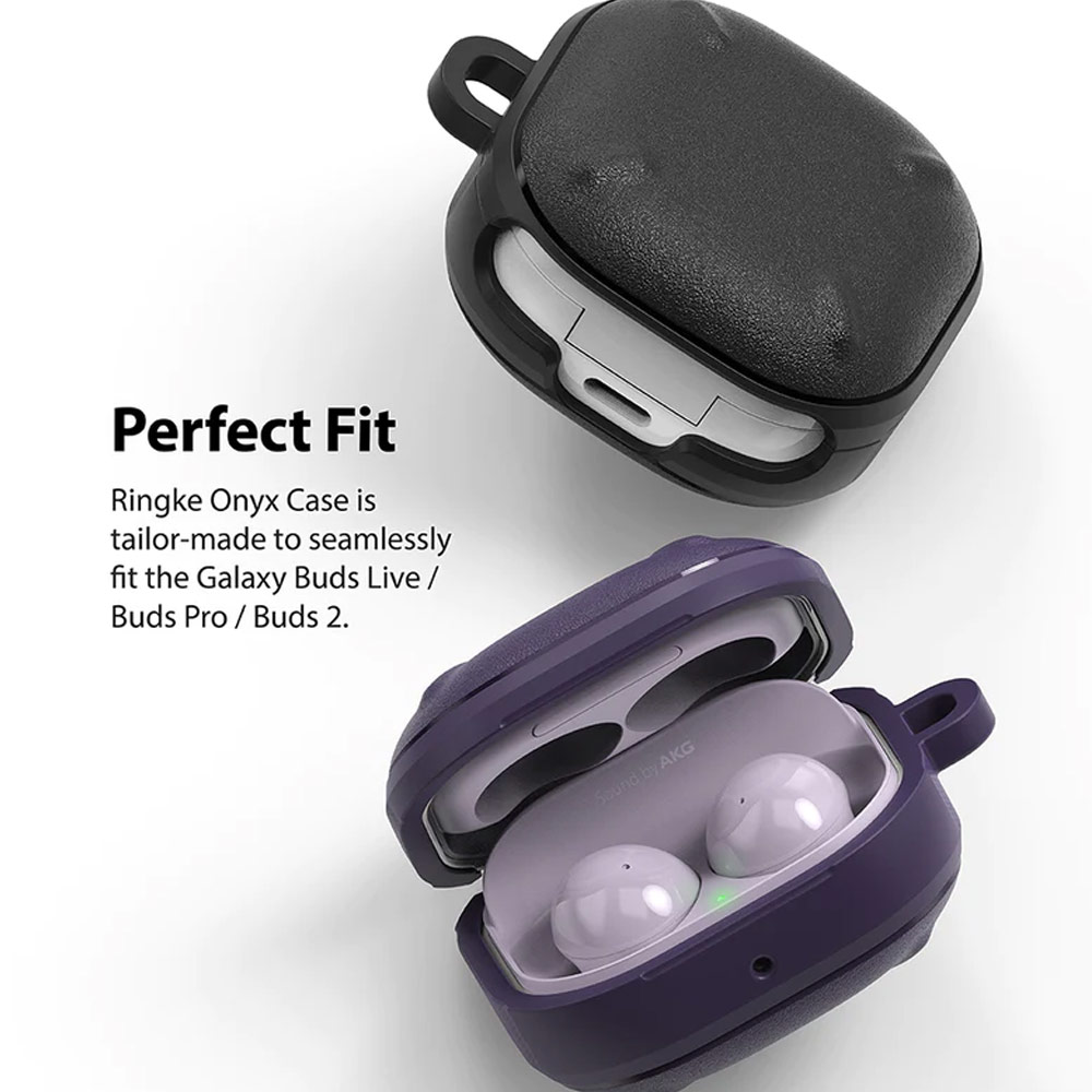 Picture of Samsung Galaxy Buds 2 Pro | Buds 2 | Buds Pro | Buds Live Case | Ringke Onyx Flexible TPU for Heavy Duty Defense Case for Galaxy Buds 2 Pro Buds 2 Pro Live Case (Black)