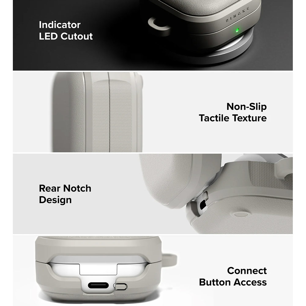 Picture of Samsung Galaxy Buds 4 Pro | 4 Case | Ringke Onyx Magnetic Rugged Impact Resistant Case for Samsung Galaxy Buds 4 Pro | 4 (Warm Gray)