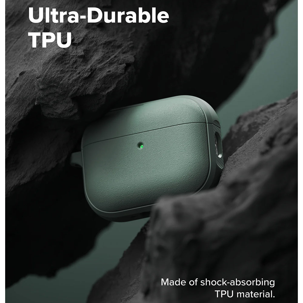 Picture of Apple Airpods Pro 3 Case | Ringke Onyx Magnetic Protective Protection Rugged Case with Carabiner for Apple Airpods Pro 3 (Sage Green)