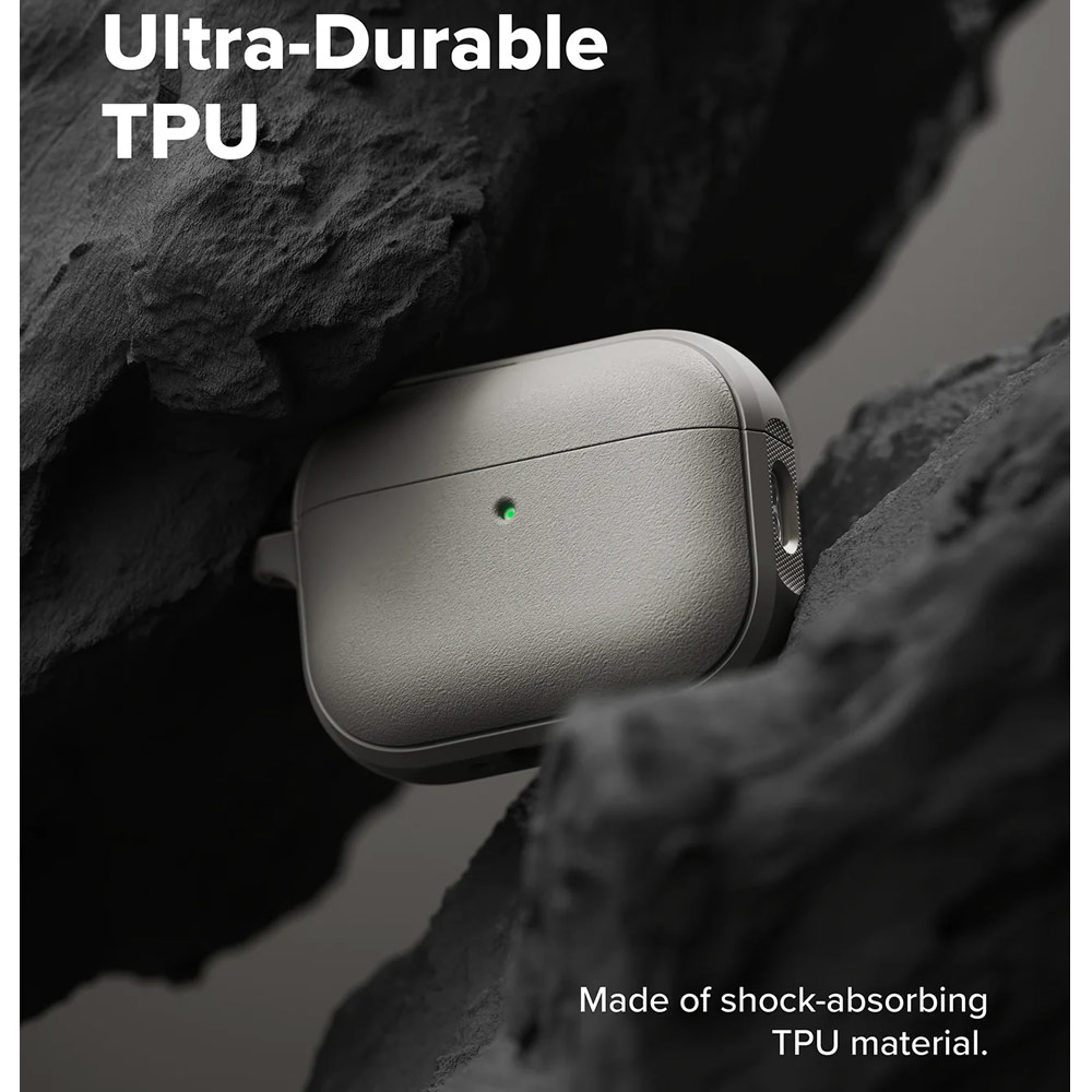 Picture of Apple Airpods Pro 3 Case | Ringke Onyx Magnetic Protective Protection Rugged Case with Carabiner for Apple Airpods Pro 3 (Warm Gray)