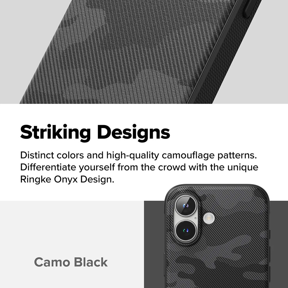 Picture of Apple iPhone 16 6.1 Case | Ringke Onyx Design Tough Heavy Duty Slim Light Drop Protection Case for Apple iPhone 16 6.1 (Camo Black)