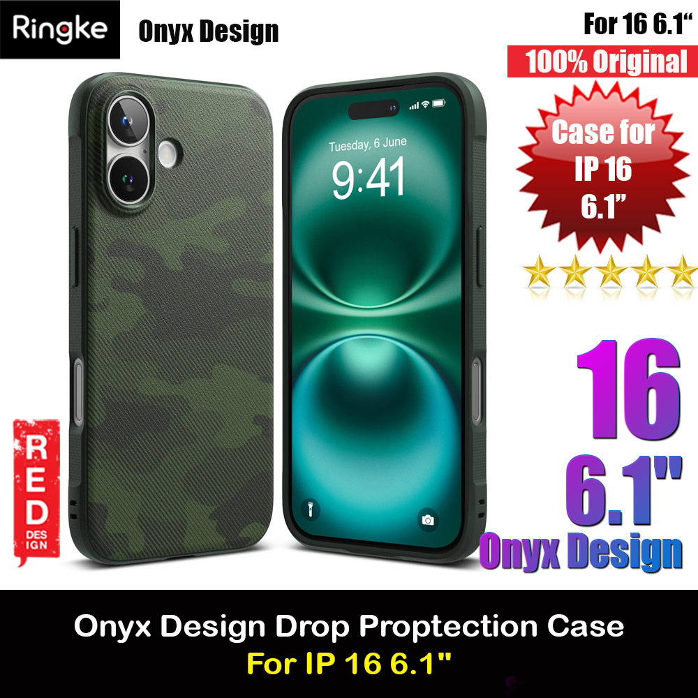 Picture of Ringke Onyx Design Tough Heavy Duty Slim Light Drop Protection Case for Apple iPhone 16 6.1 (Camo Green) Apple iPhone 16 6.1- Apple iPhone 16 6.1 Cases, Apple iPhone 16 6.1 Covers, iPad Cases and a wide selection of Apple iPhone 16 6.1 Accessories in Malaysia, Sabah, Sarawak and Singapore 