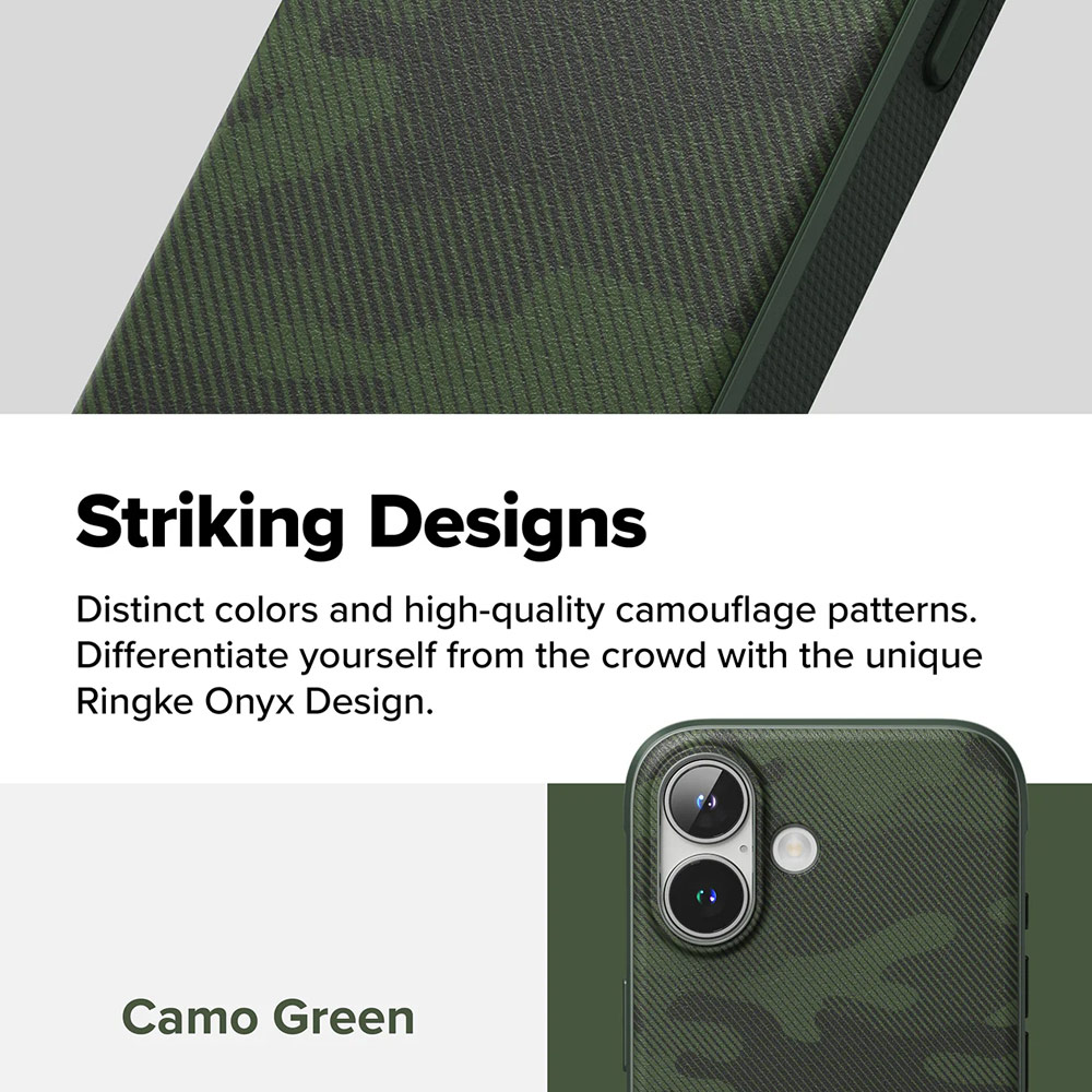 Picture of Apple iPhone 16 6.1 Case | Ringke Onyx Design Tough Heavy Duty Slim Light Drop Protection Case for Apple iPhone 16 6.1 (Camo Green)