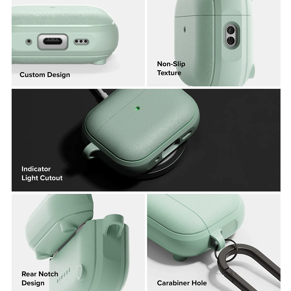 Picture of Apple Airpods Pro 3 Case | Ringke Onyx Magnetic Protective Protection Rugged Case with Carabiner for Apple Airpods Pro 3 (Mint)