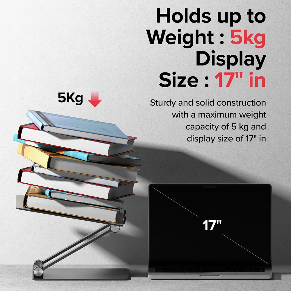 Picture of Ringke Outstanding Laptop Stand Adjustable Height Angle High Quality Aluminium Stable Foldable Stand forLaptops Notebook Tablets Smartphone (Gray)