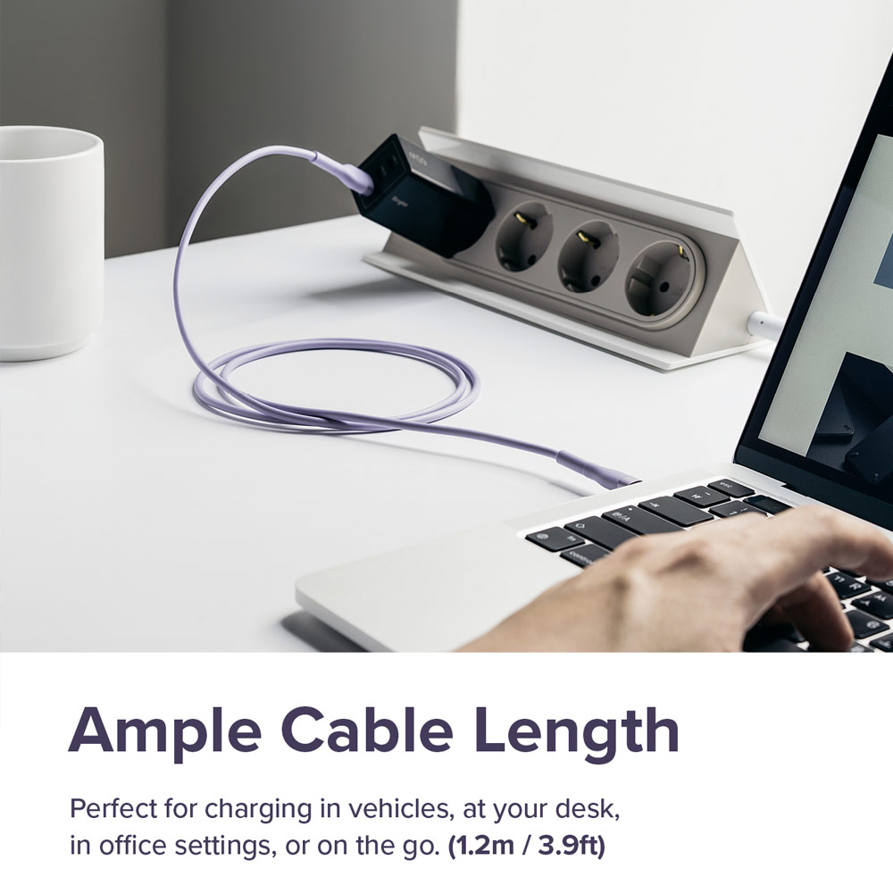 Picture of Ringke Pastel TPE Durable Cable with Cable Tie Organizer QC2.0 Fast Charge USB A to Type C (Purple 200cm)