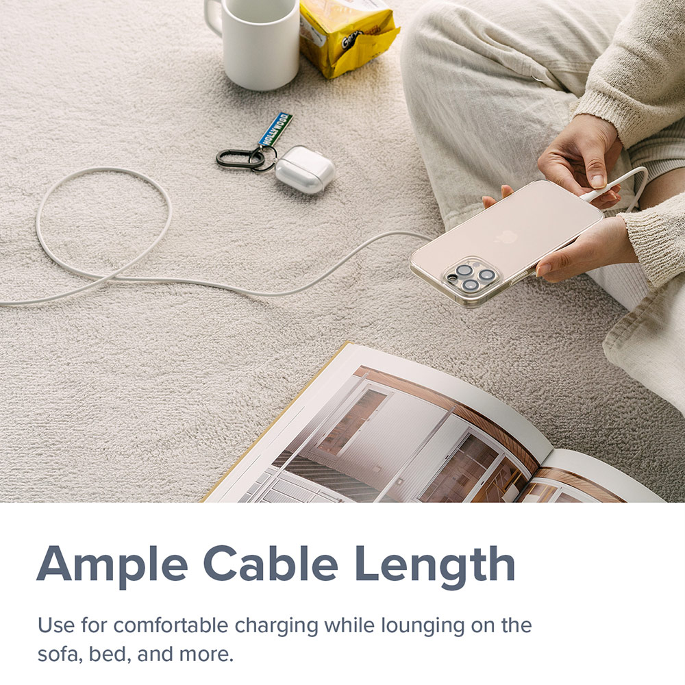 Picture of Ringke Pastel TPE Durable Cable with Cable Tie Organizer 3A Max 60W Fast Charge USB C to Type C (White 200cm)