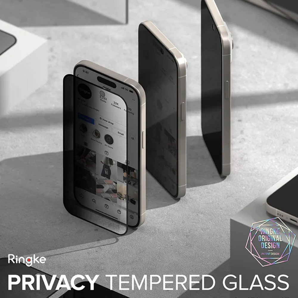 Picture of Apple iPhone 15 Plus 6.7 Screen Protector | Ringke Tempered Glass Full Cover Glass Screen Protector with Installation Jig Helper for iPhone 15 Plus 6.7 (Privacy Anti View Peep SpyBlack)