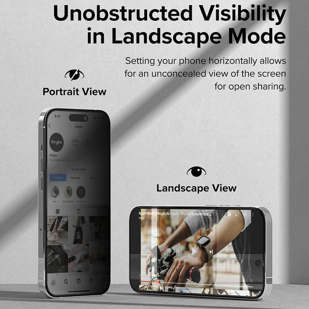 Picture of Apple iPhone 15 Plus 6.7 Screen Protector | Ringke Tempered Glass Full Cover Glass Screen Protector with Installation Jig Helper for iPhone 15 Plus 6.7 (Privacy Anti View Peep SpyBlack)