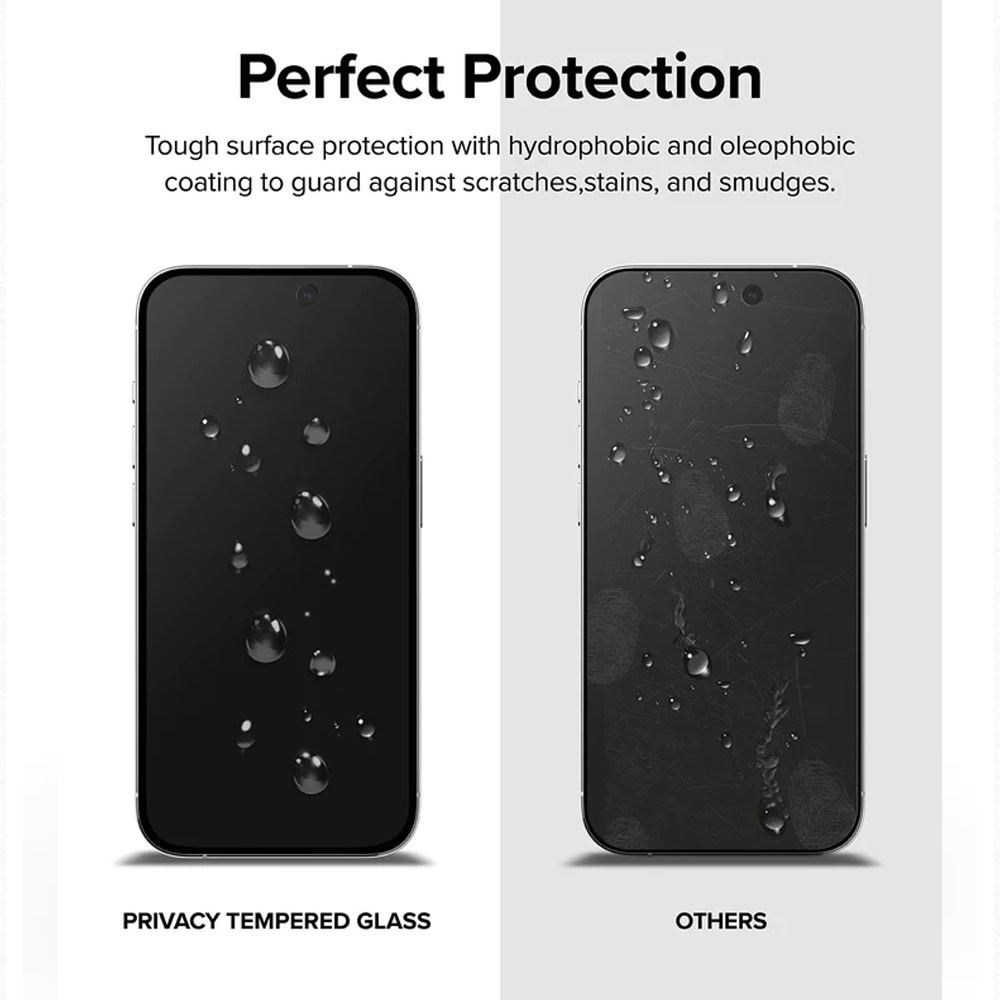 Picture of Apple iPhone 15 Pro Max 6.7 Screen Protector | Ringke Tempered Glass Full Cover Glass Screen Protector with Installation Jig Helper for iPhone 15 Pro Max 6.7 (Privacy Anti View Peep SpyBlack)