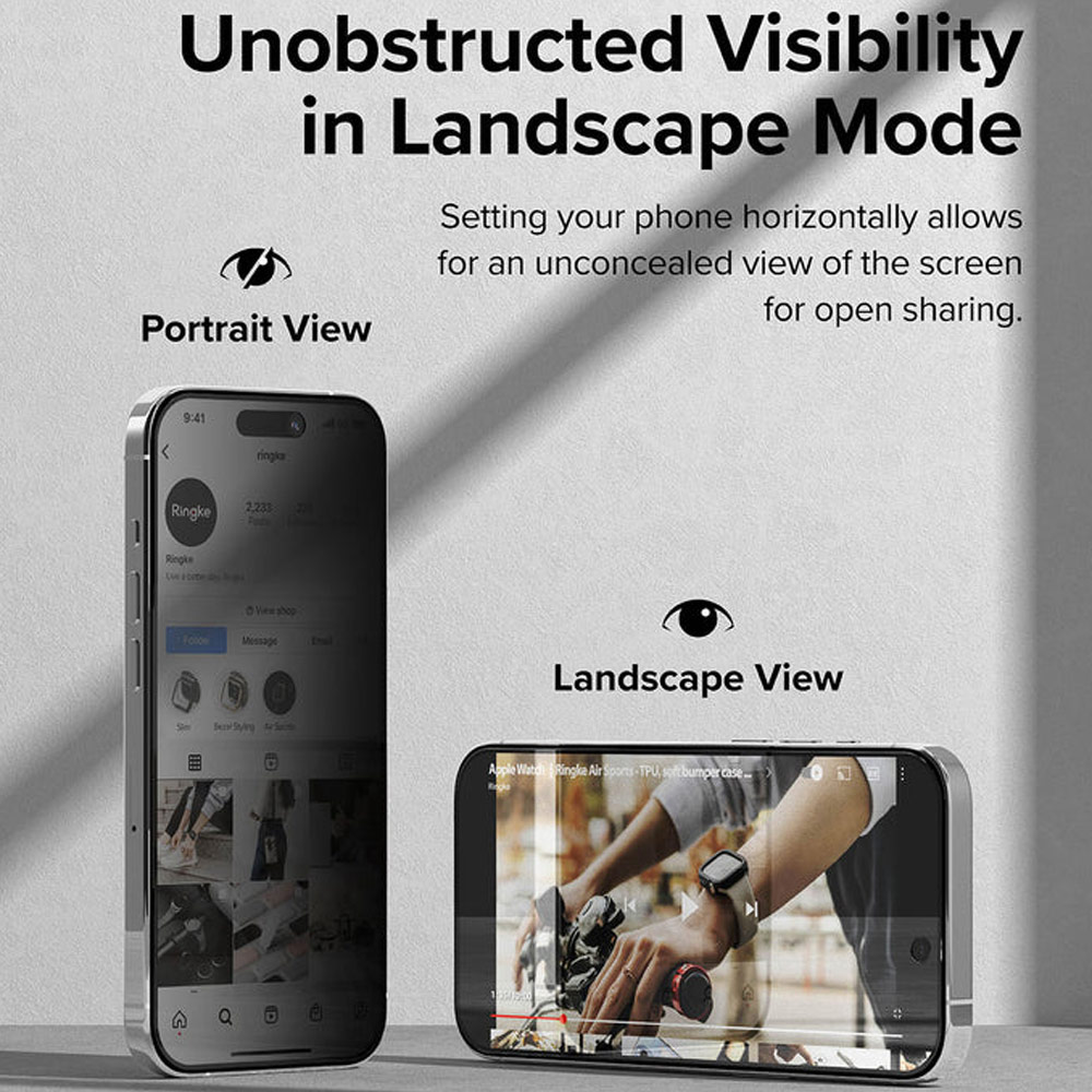 Picture of Apple iPhone 15 Pro Max 6.7 Screen Protector | Ringke Tempered Glass Full Cover Glass Screen Protector with Installation Jig Helper for iPhone 15 Pro Max 6.7 (Privacy Anti View Peep SpyBlack)