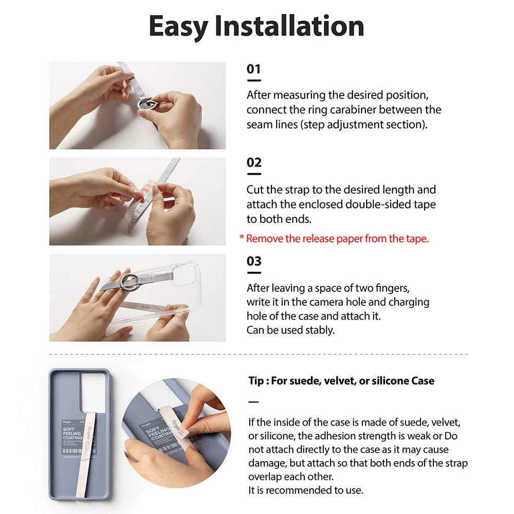 Picture of Ringke Ring Band Strap with Carabiner for Smartphone Case (Ticket Band)