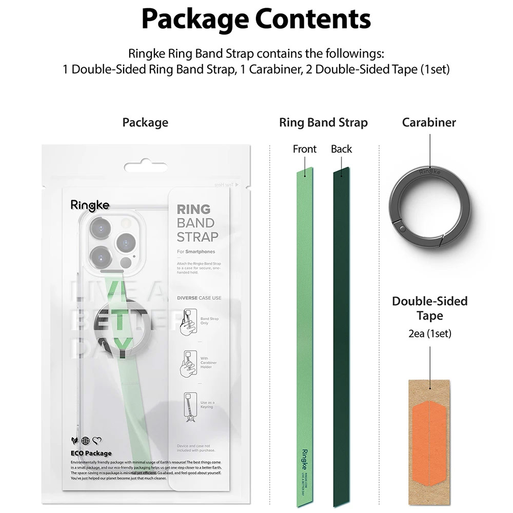 Picture of Ringke Ring Band Strap with Carabiner for Smartphone Case (Ticket Band)