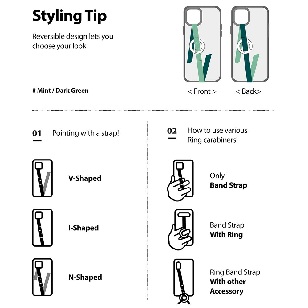 Picture of Ringke Ring Band Strap with Carabiner for Smartphone Case (Ticket Band)