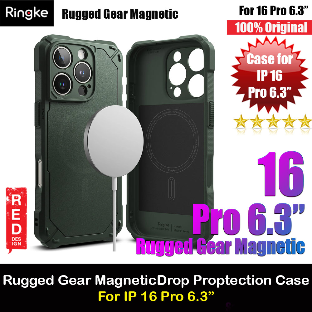 Picture of Ringke Rugged Gear Magnetic Charging Compatible Drop Protection Case for Apple iPhone 16 Pro 6.3 (Dark Green) Apple iPhone 16 Pro 6.3- Apple iPhone 16 Pro 6.3 Cases, Apple iPhone 16 Pro 6.3 Covers, iPad Cases and a wide selection of Apple iPhone 16 Pro 6.3 Accessories in Malaysia, Sabah, Sarawak and Singapore 