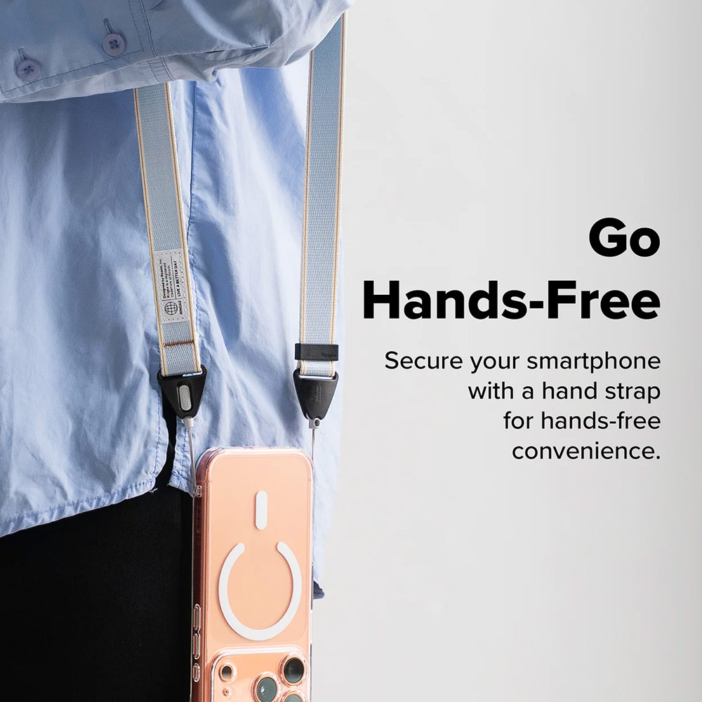 Picture of Ringke High density polyester Shoulder Strap for Perfect for daily use traveling hiking smartphone Portable Handheld Fan Strap (Stripe Blue)