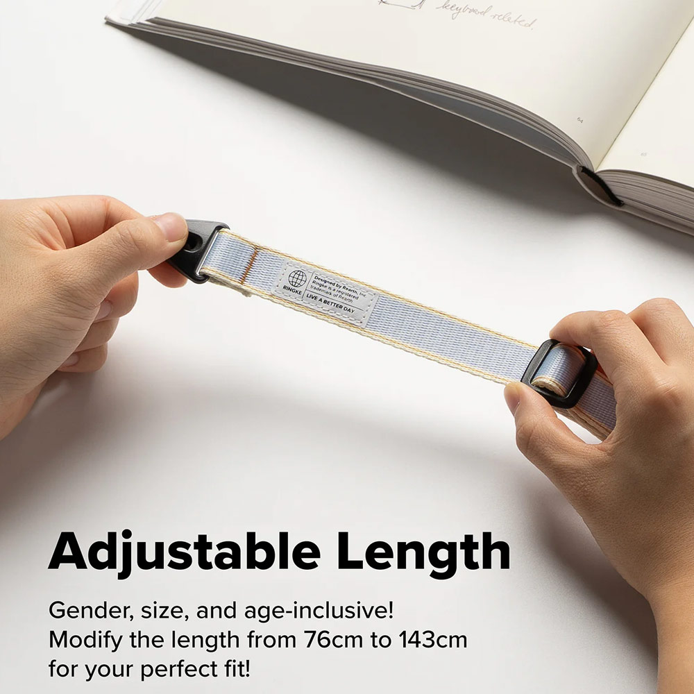 Picture of Ringke High density polyester Shoulder Strap for Perfect for daily use traveling hiking smartphone Portable Handheld Fan Strap (Stripe Blue)