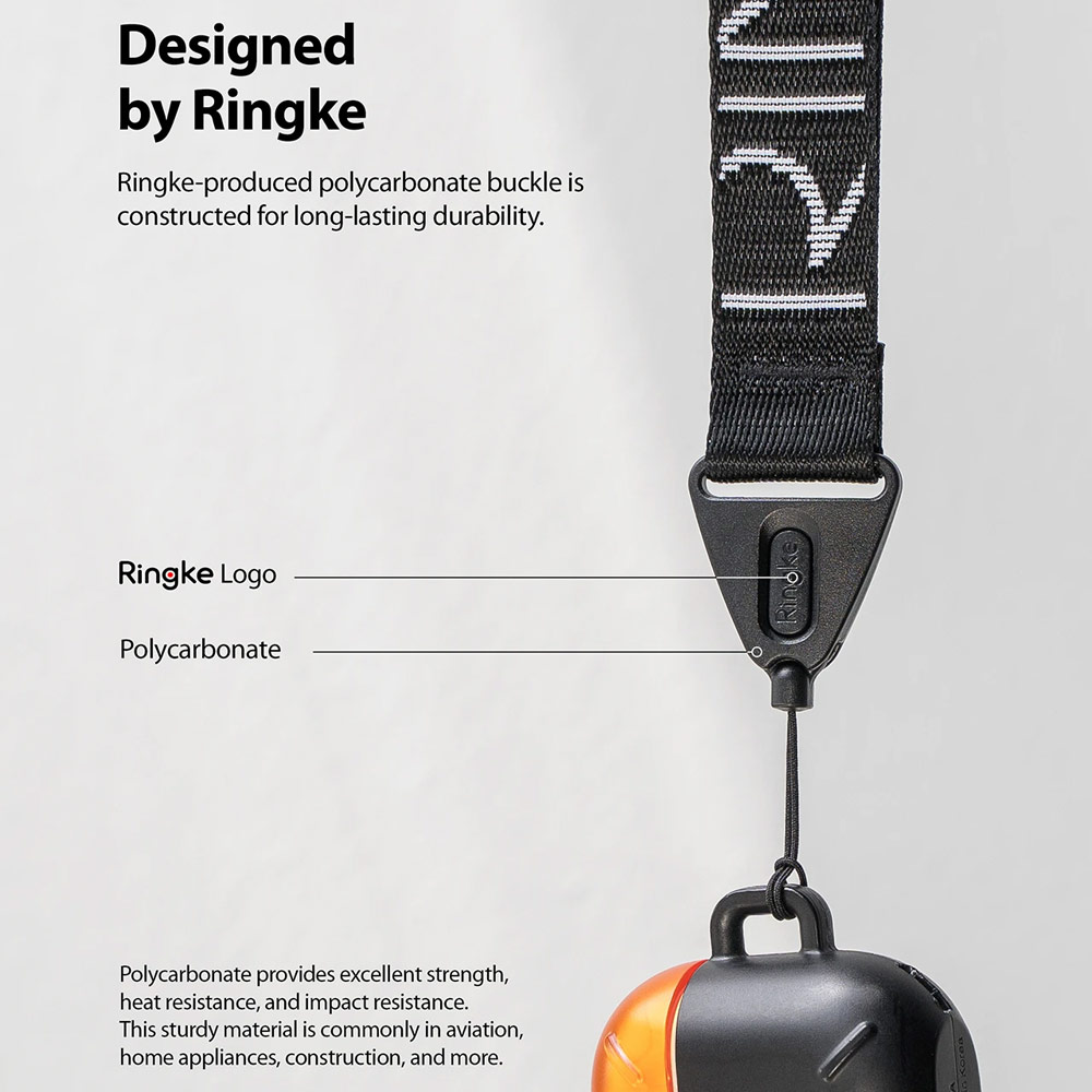 Picture of Ringke Shoulder Strap Smartphone Case Strap Camera Strap Airpods Pro Airpods 3 Strap with Buckle (Lettering Black)