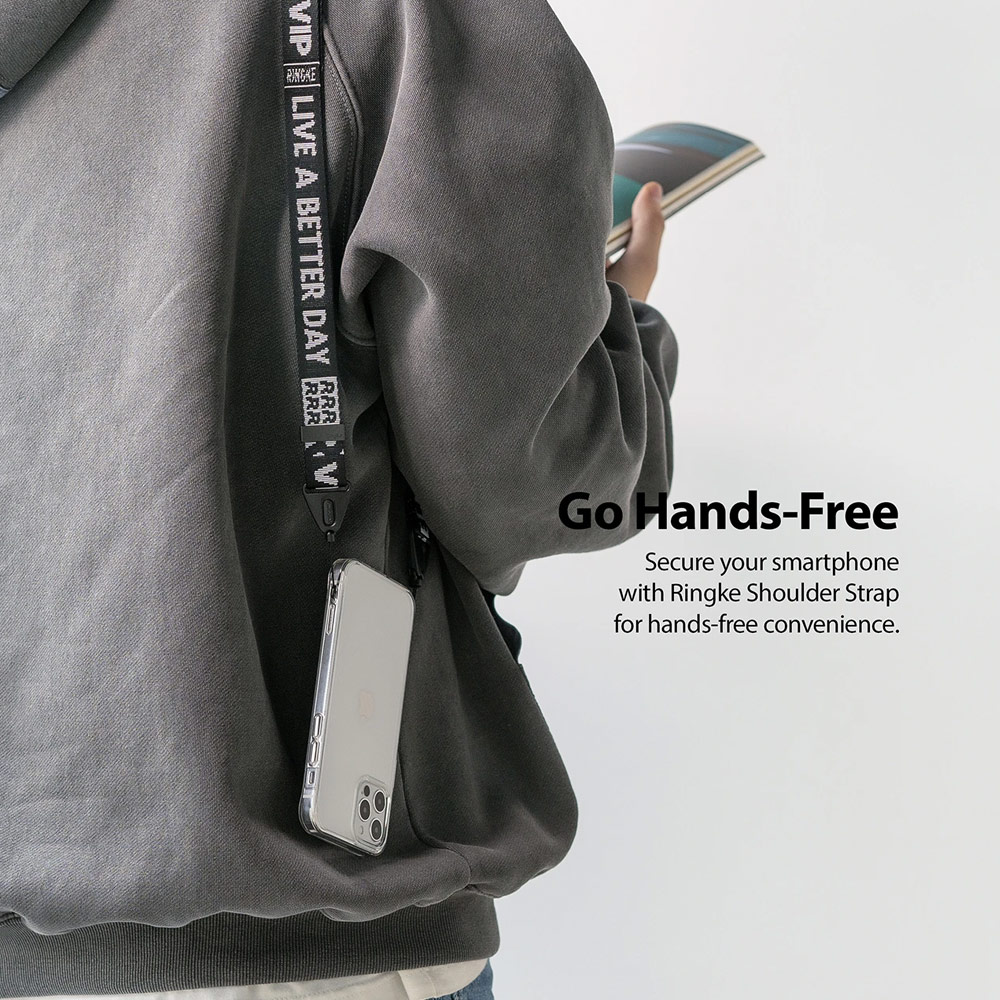 Picture of Ringke Shoulder Strap Smartphone Case Strap Camera Strap Airpods Pro Airpods 3 Strap with Buckle (Lettering Ticket Band 2 Black)