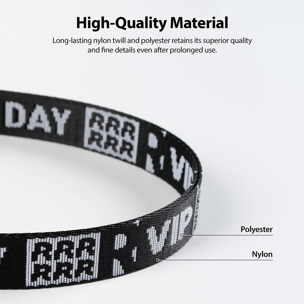 Picture of Ringke Shoulder Strap Smartphone Case Strap Camera Strap Airpods Pro Airpods 3 Strap with Buckle (Lettering Ticket Band 2 Black)