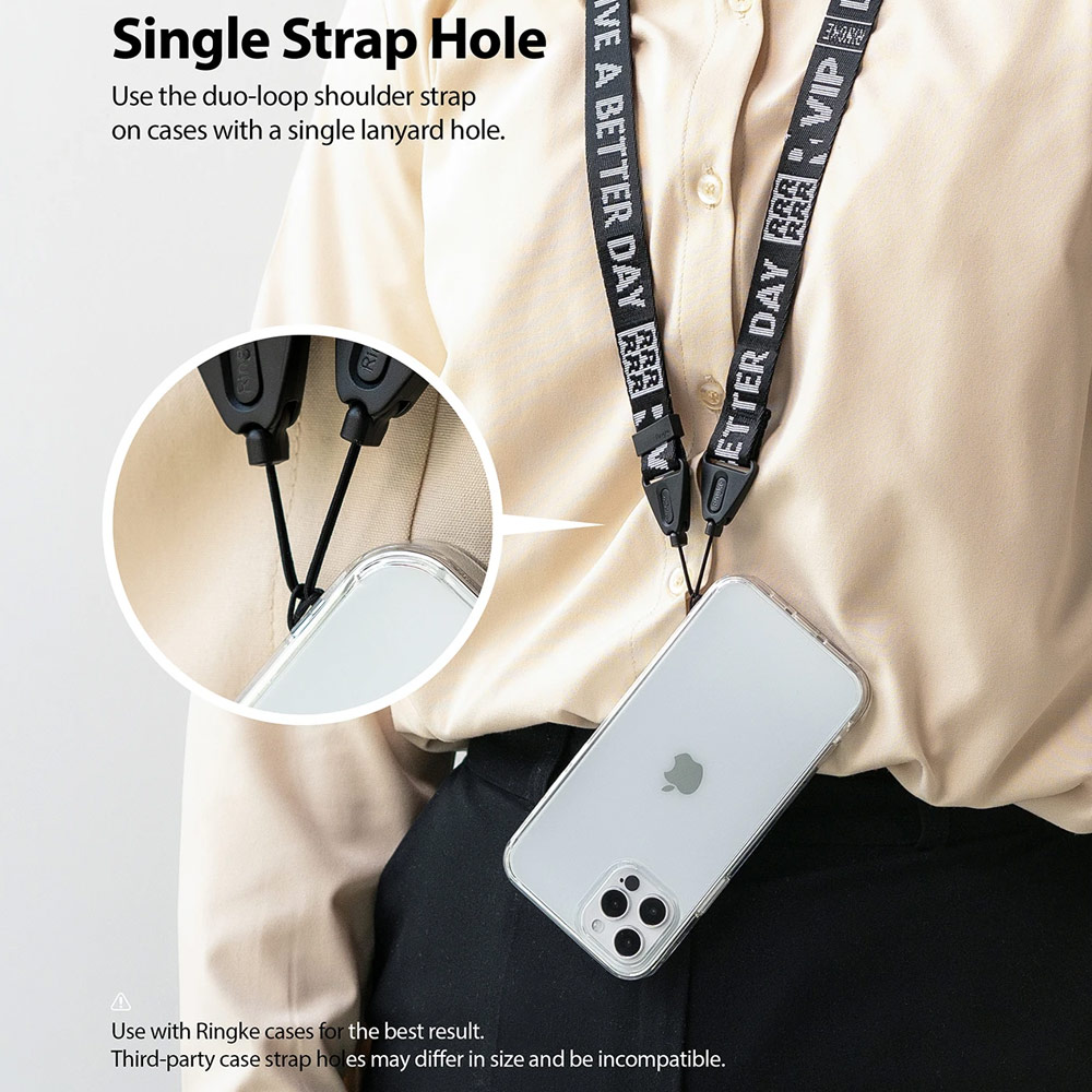 Picture of Ringke Shoulder Strap Smartphone Case Strap Camera Strap Airpods Pro Airpods 3 Strap with Buckle (Lettering Ticket Band 2 Black)