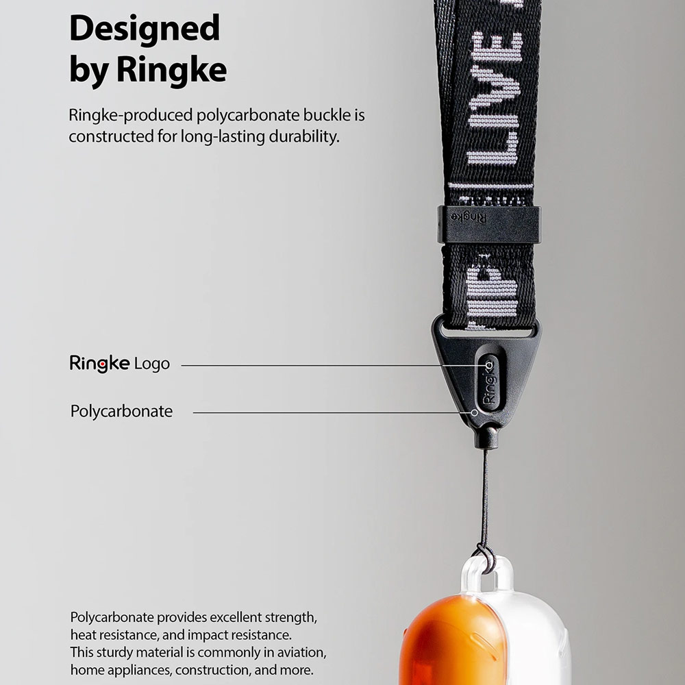 Picture of Ringke Shoulder Strap Smartphone Case Strap Camera Strap Airpods Pro Airpods 3 Strap with Buckle (Lettering Ticket Band 2 Black)