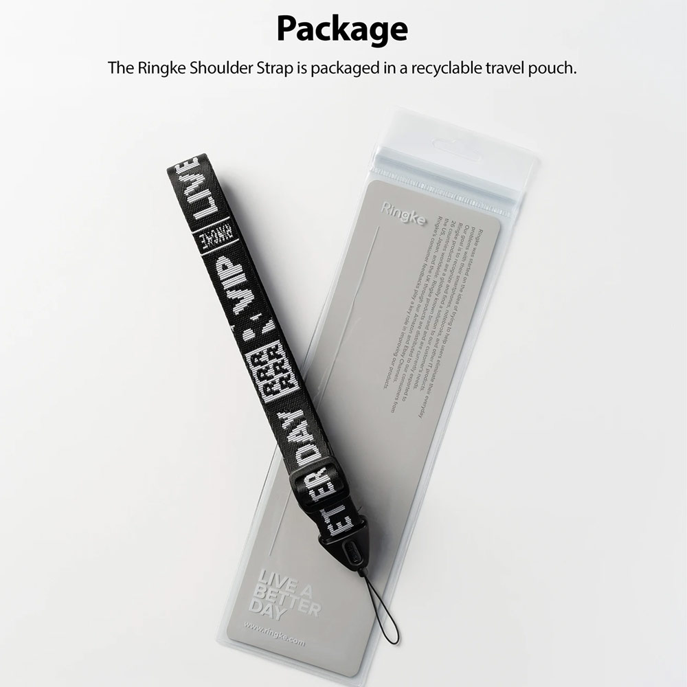 Picture of Ringke Shoulder Strap Smartphone Case Strap Camera Strap Airpods Pro Airpods 3 Strap with Buckle (Lettering Ticket Band 2 Black)