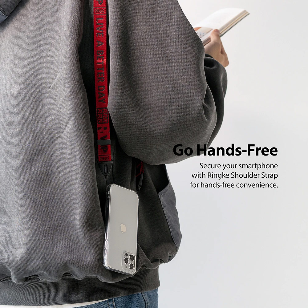 Picture of Ringke Shoulder Strap Smartphone Case Strap Camera Strap Airpods Pro Airpods 3 Strap with Buckle (Lettering Ticket Band 2 Red)