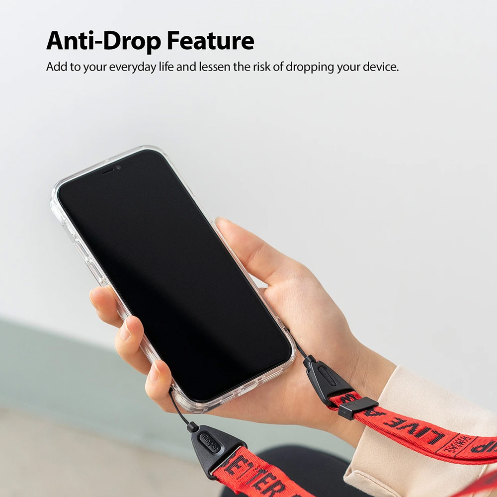 Picture of Ringke Shoulder Strap Smartphone Case Strap Camera Strap Airpods Pro Airpods 3 Strap with Buckle (Lettering Ticket Band 2 Red)