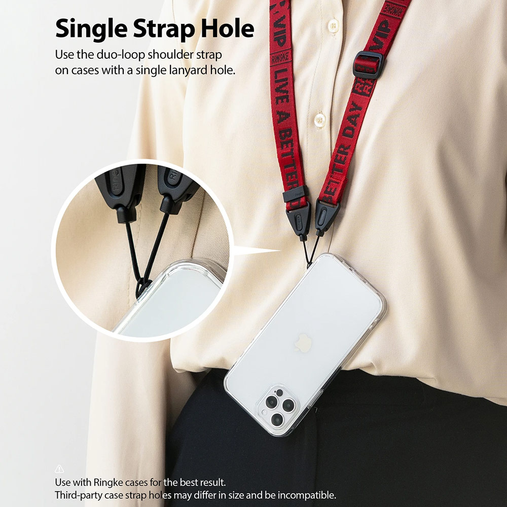 Picture of Ringke Shoulder Strap Smartphone Case Strap Camera Strap Airpods Pro Airpods 3 Strap with Buckle (Lettering Ticket Band 2 Red)