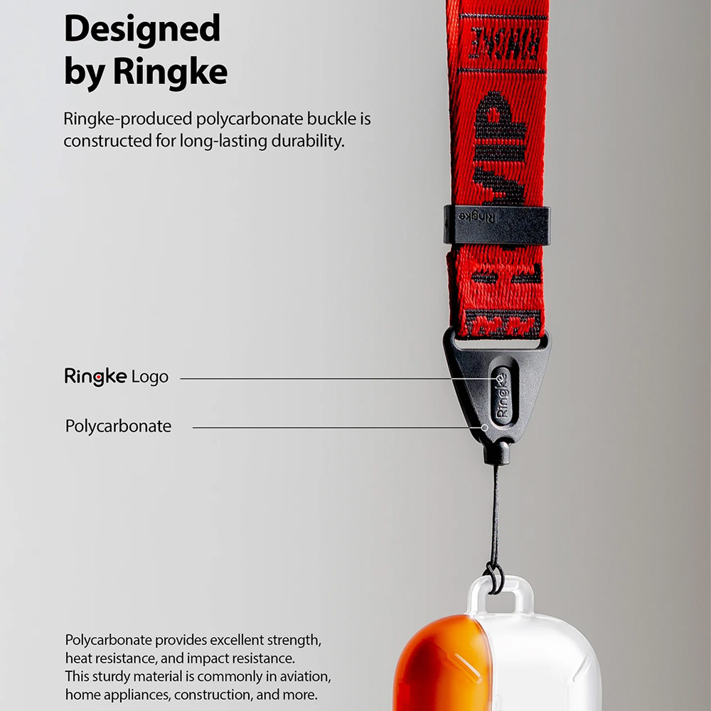 Picture of Ringke Shoulder Strap Smartphone Case Strap Camera Strap Airpods Pro Airpods 3 Strap with Buckle (Lettering Ticket Band 2 Red)