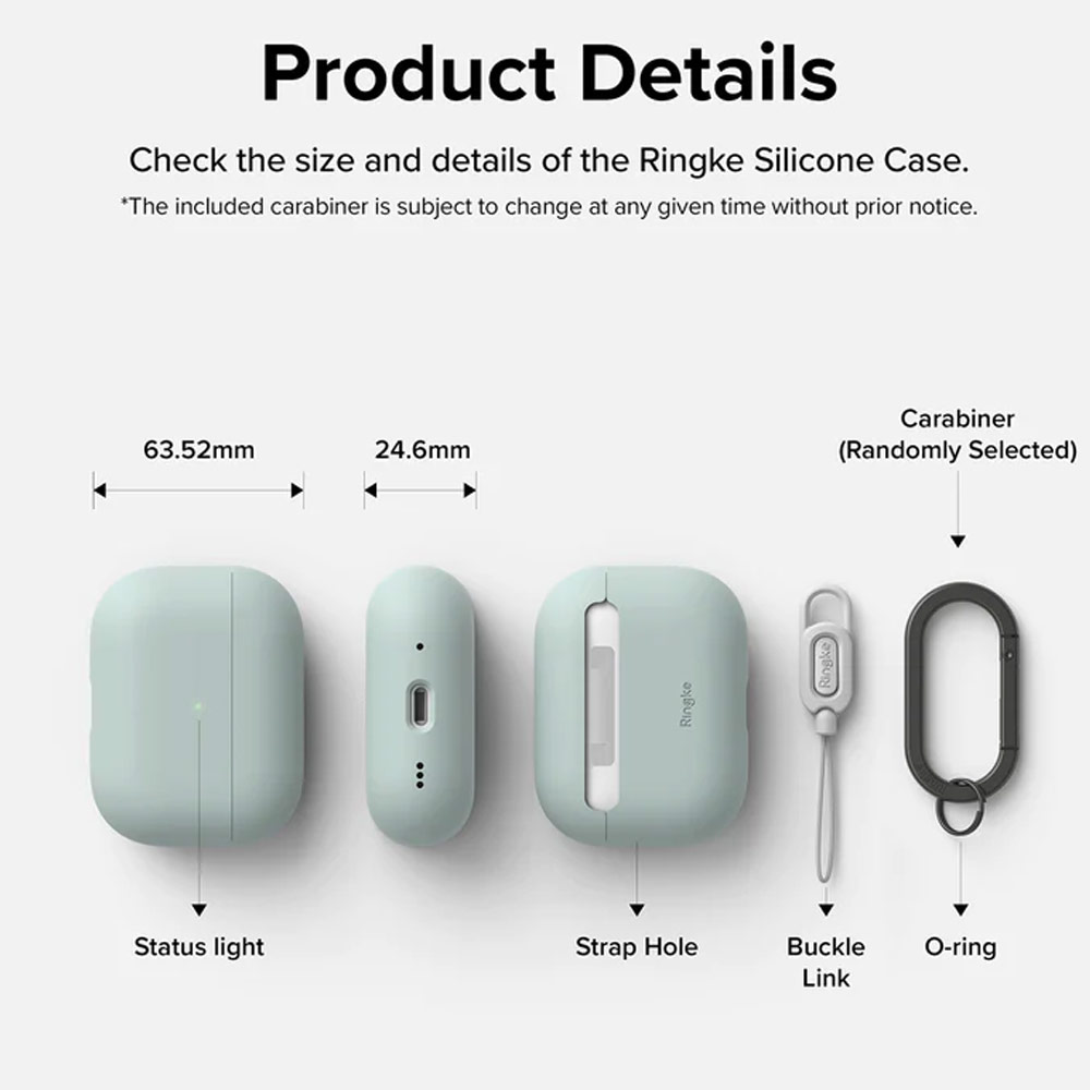 Picture of Apple Airpods Pro 2 Case | Ringke Silicone Soft Feel Hard Protective Protection Case with Carabiner for Apple Airpods Pro 2 (Cream)