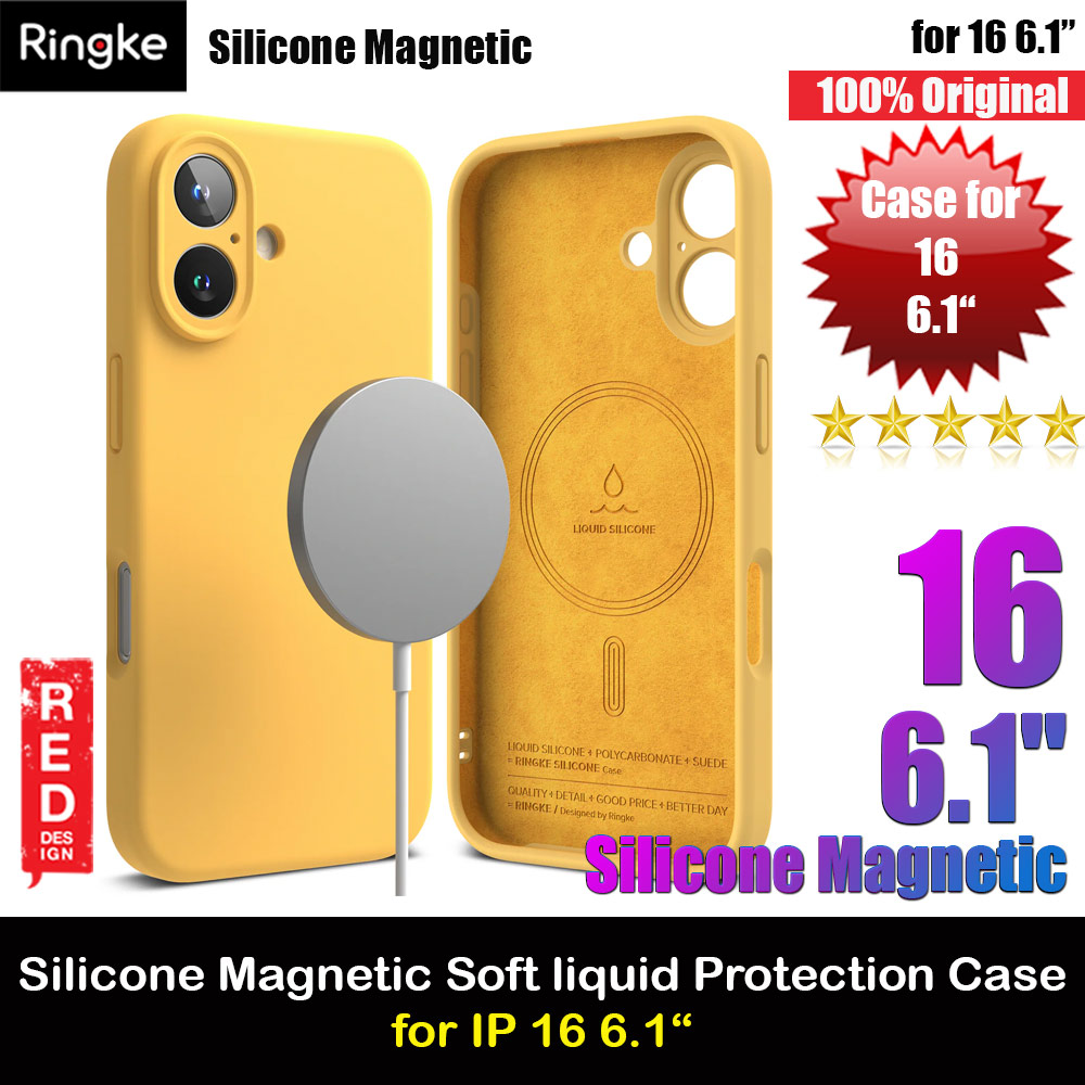 Picture of Ringke Silicone Magnetic Drop Protection Case for iPhone 16 6.1 (Yellow) Apple iPhone 16 6.1- Apple iPhone 16 6.1 Cases, Apple iPhone 16 6.1 Covers, iPad Cases and a wide selection of Apple iPhone 16 6.1 Accessories in Malaysia, Sabah, Sarawak and Singapore 